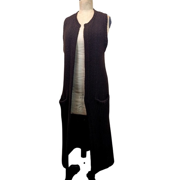 Ralph Lauren Sweaters - Ralph Lauren Purple Label Sleeveless Long Chunky Knit Cardigan Vest Brown M/L
